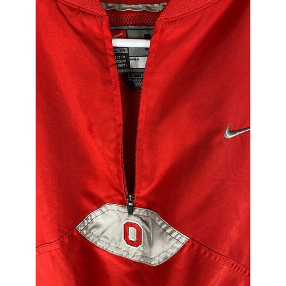 Nike Men's Sz M Red Ohio State Pullover Wind Breaker Reflective 1/4 Zip - Picture 7 of 15